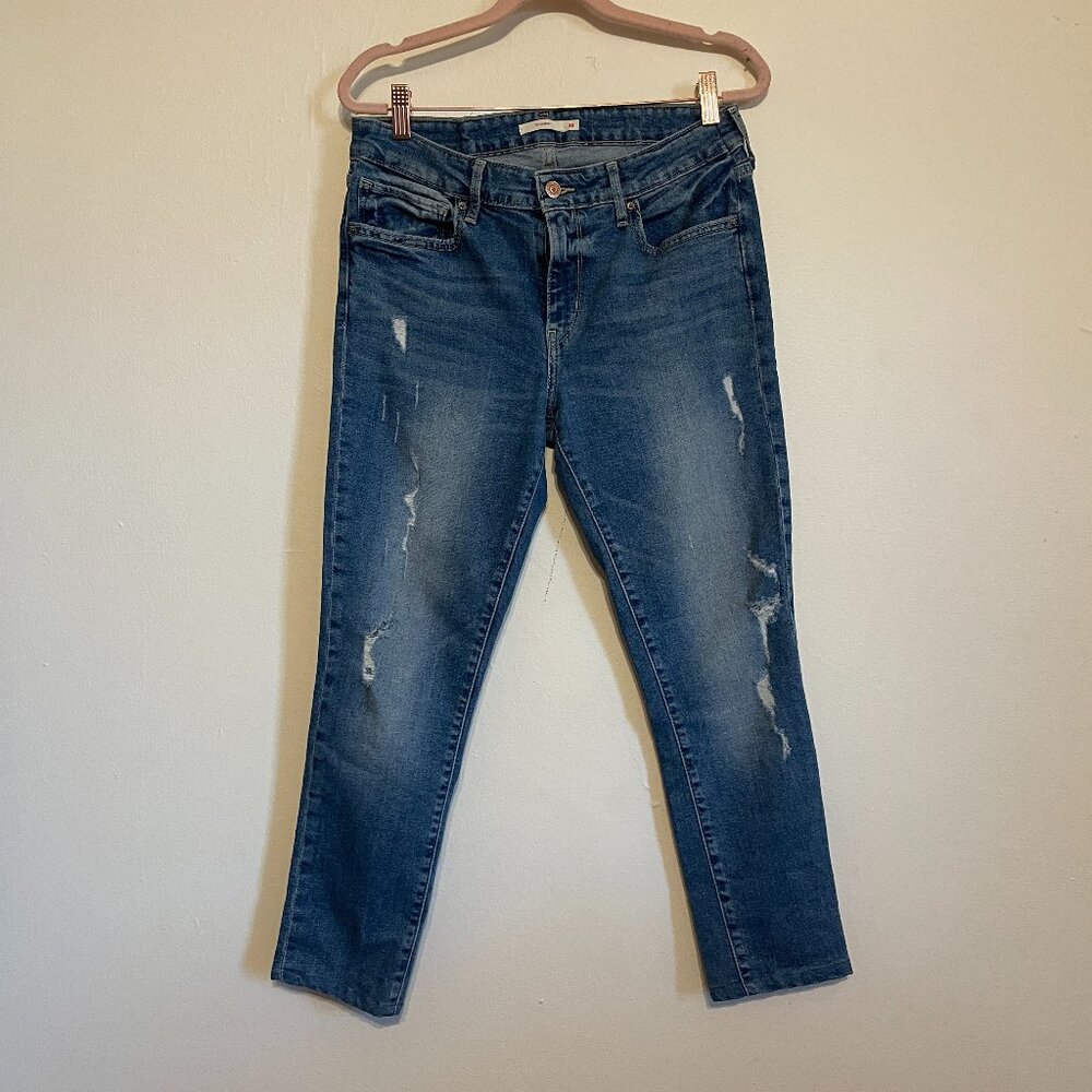 Levi's | Blue Medium Wash Distressed 711 Skinny Jeans 30 (Short)